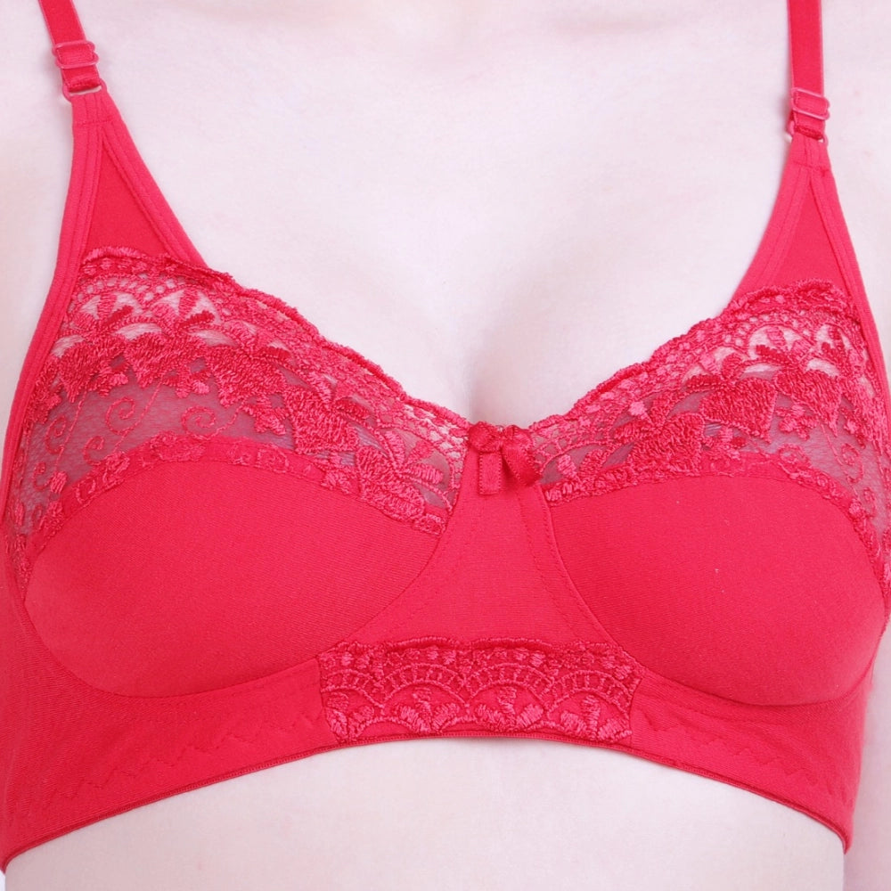 Generic Women's Cotton Bra And Panty Set (Material: Cotton (Color: Red)