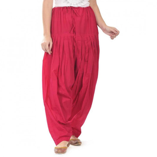 Generic Women's Cotton Solid Patiyala (Color:Rani Pink)
