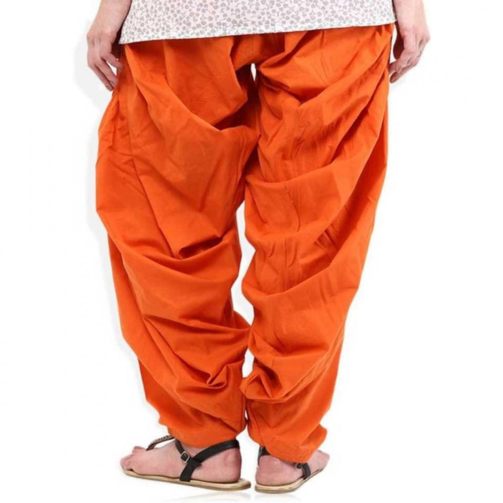 Generic Women's Cotton Solid Patiyala (Color:Orange)