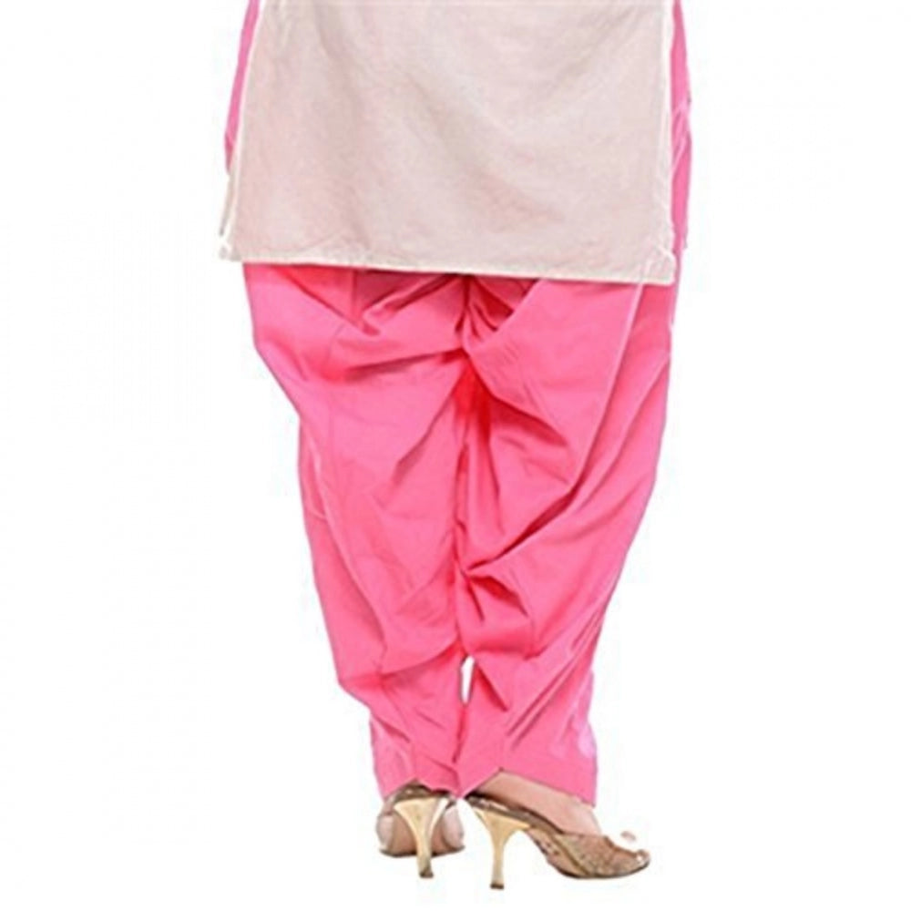 Generic Women's Cotton Solid Patiyala (Color:Baby Pink)