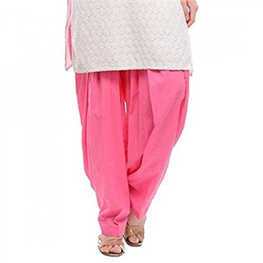 Generic Women's Cotton Solid Patiyala (Color:Baby Pink)