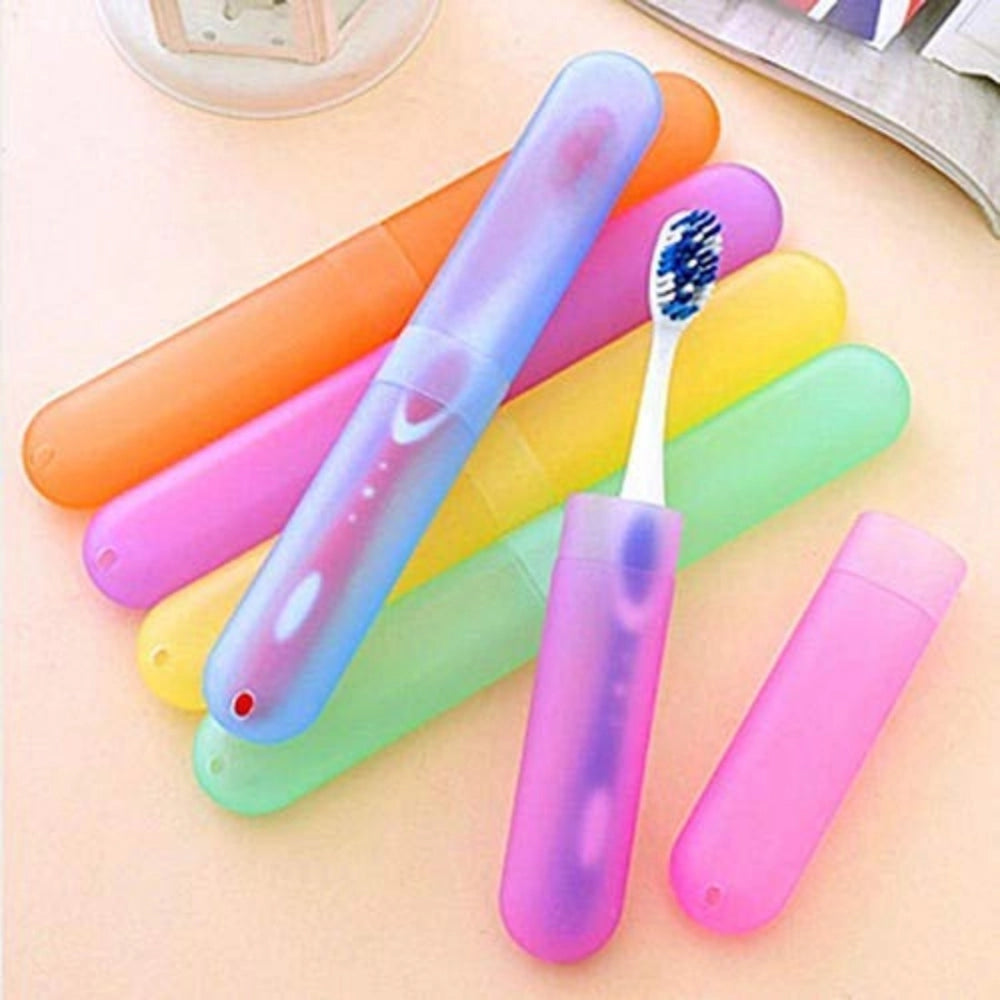 Generic Pack Of_3_4 Pieces Set Plastic Storage Container Toothbrush Holder Portable Travel Tube Case Cover (Color:Assorted)
