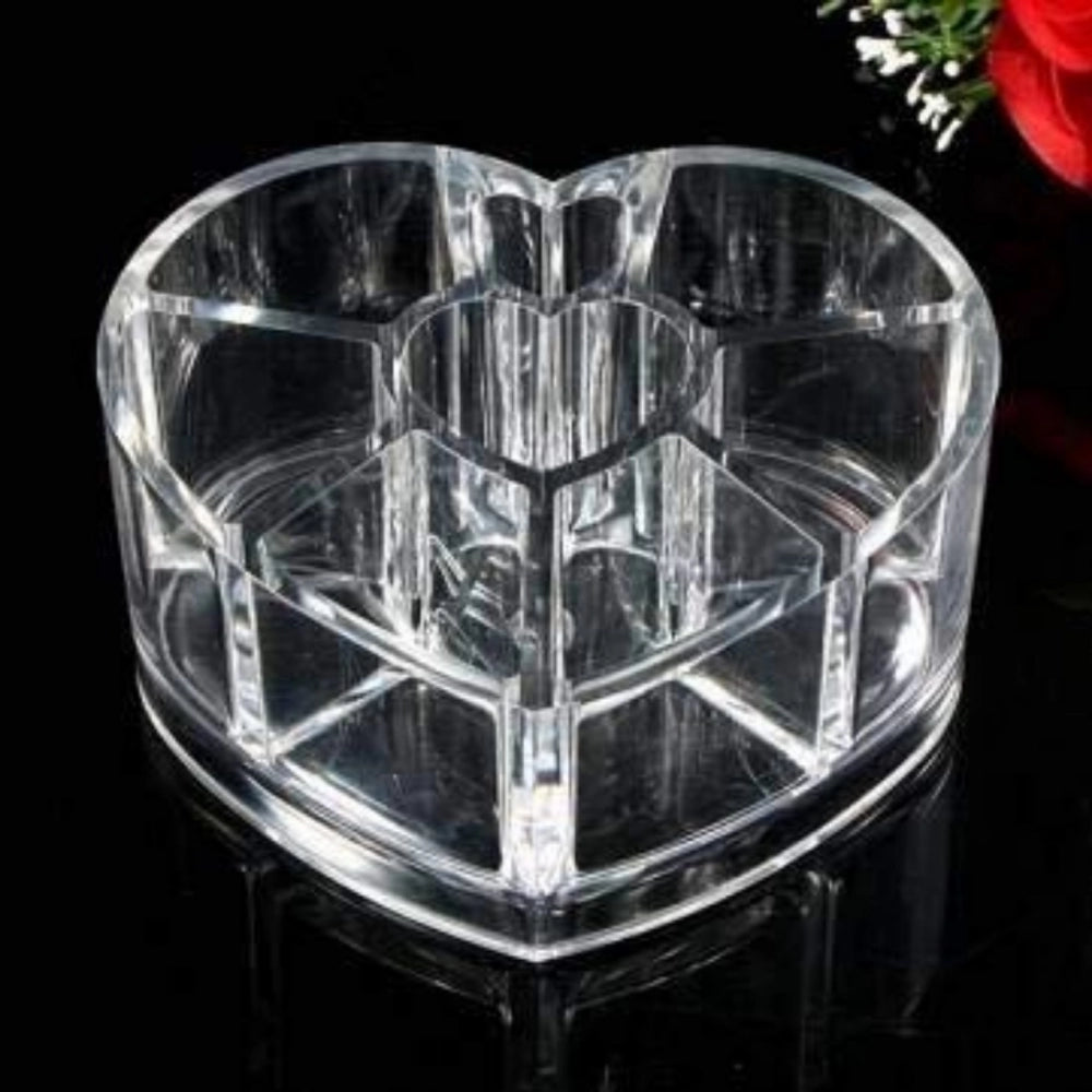 Generic Pack Of_2 Acrylic Material Made Heart Shape Cosmetic Organizer Storage Box (Color:Assorted)