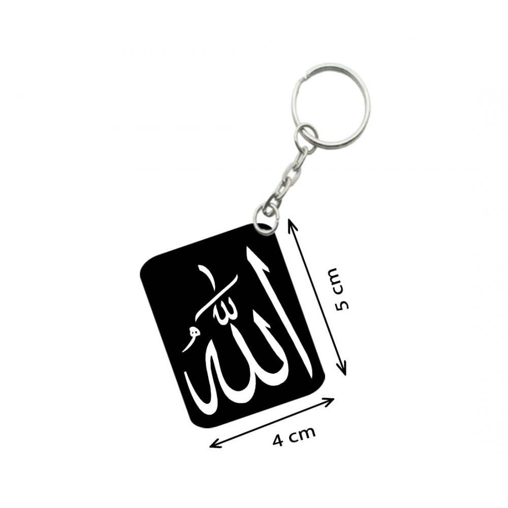 Generic Pack Of 3_ Allah God Of Islam One Side Printed Rectangle Designer Keychain (Black)