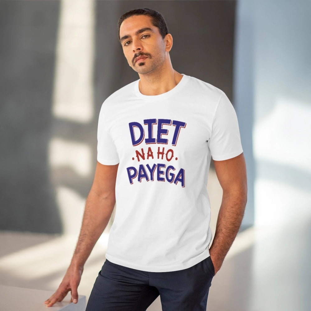 Generic Men's PC Cotton Diet Na Ho Payega Printed T Shirt (Color: White, Thread Count: 180GSM)