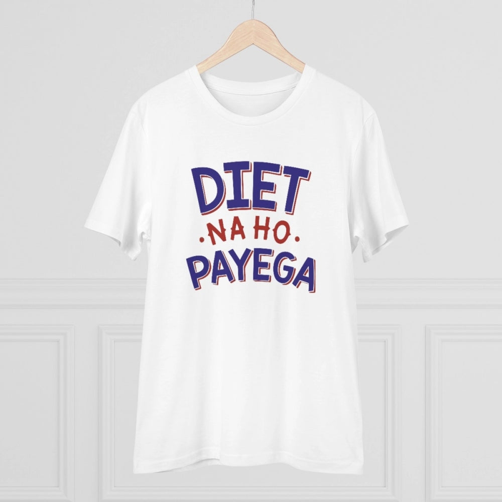 Generic Men's PC Cotton Diet Na Ho Payega Printed T Shirt (Color: White, Thread Count: 180GSM)