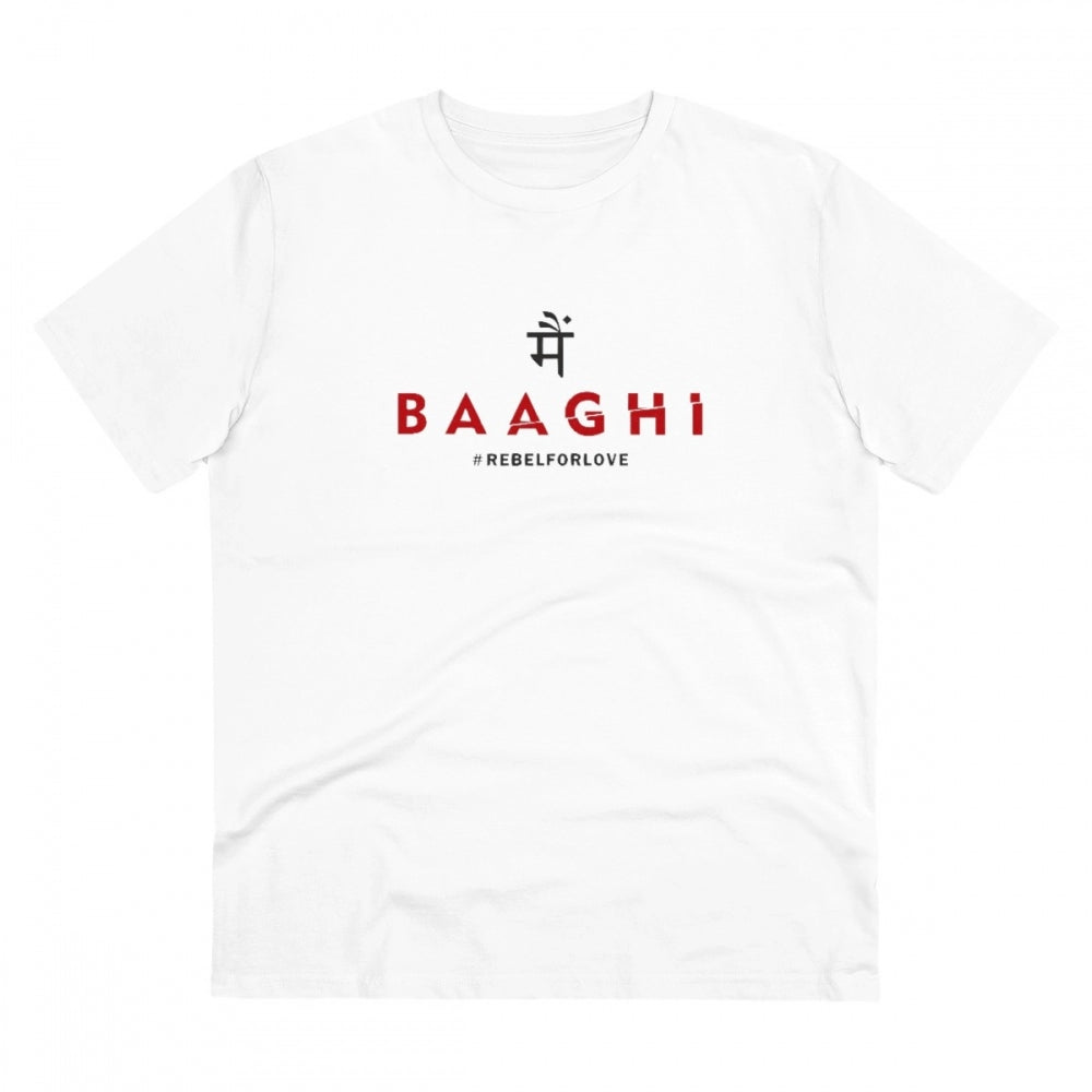Generic Men's PC Cotton Me Bhaghi Printed T Shirt (Color: White, Thread Count: 180GSM)