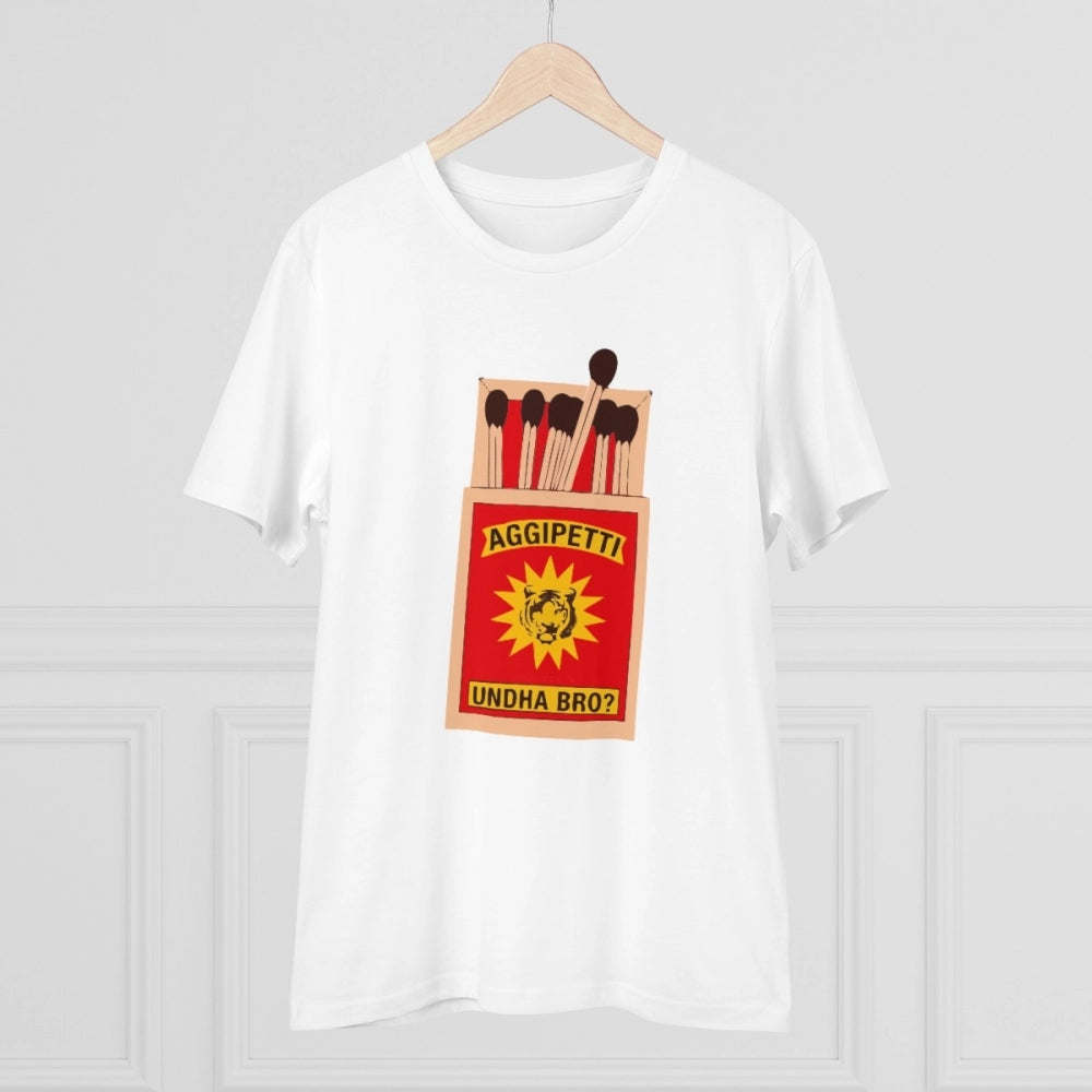 Generic Men's PC Cotton Telugu Desing Printed T Shirt (Color: White, Thread Count: 180GSM)