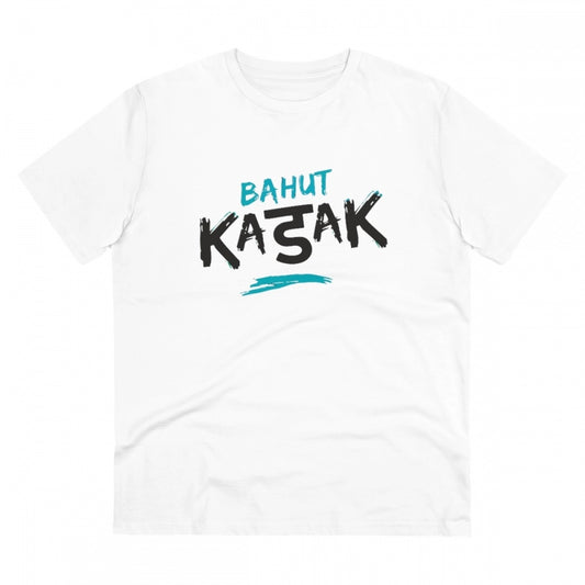 Generic Men's PC Cotton Bahot Kadak Printed T Shirt (Color: White, Thread Count: 180GSM)