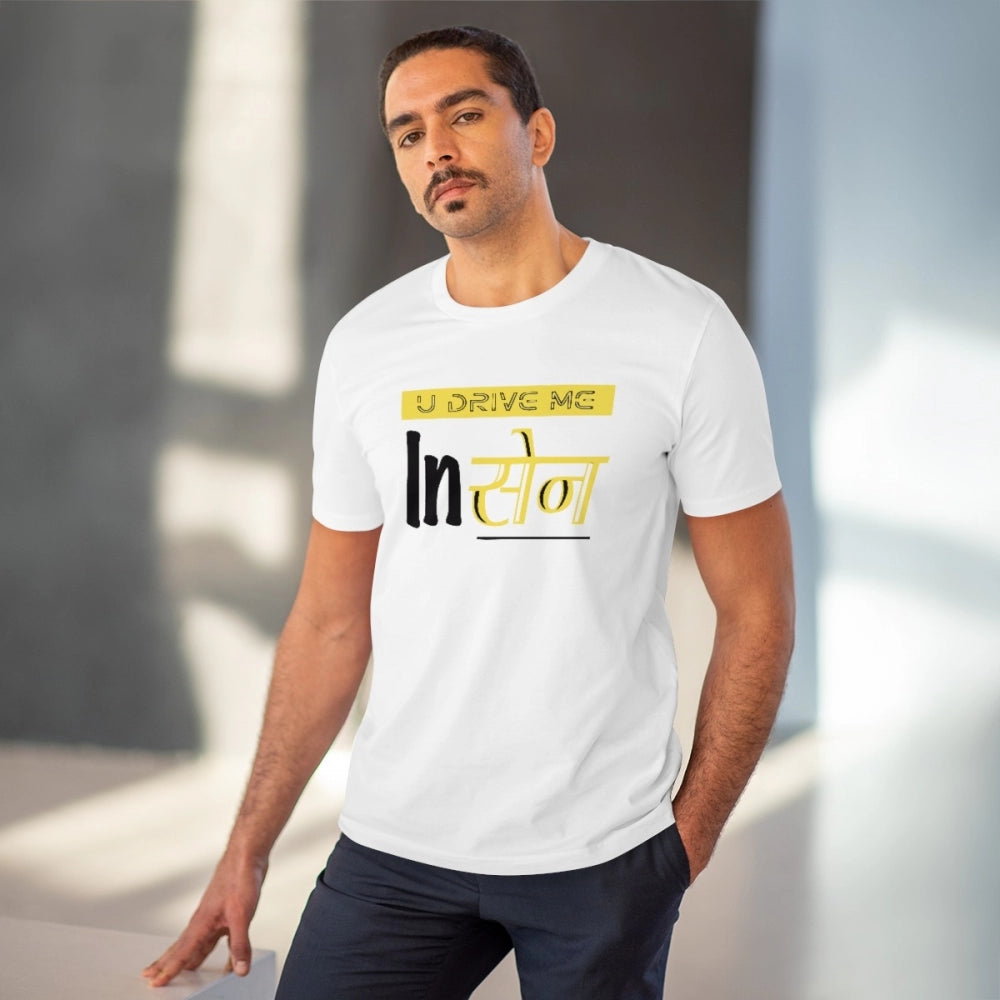 Generic Men's PC Cotton U Drive Me In Sen Printed T Shirt (Color: White, Thread Count: 180GSM)