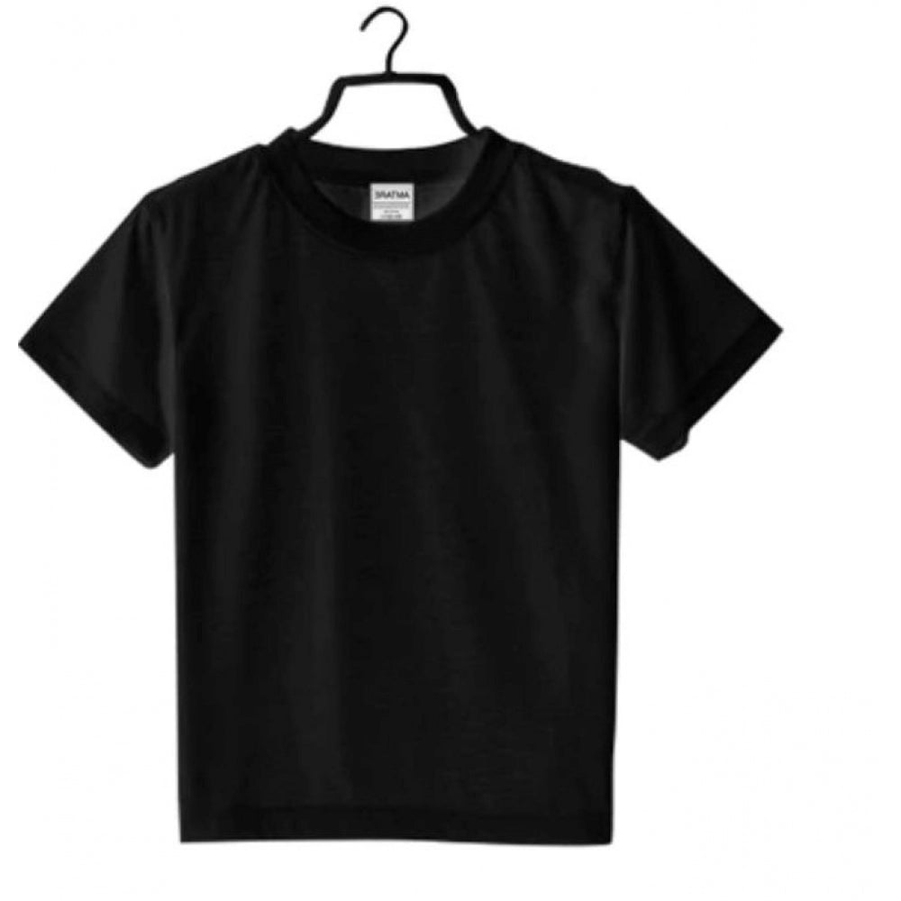 Generic Boys Cotton Plain Half Sleeve TShirt (Black)