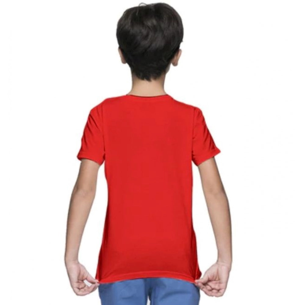 Generic Boys Cotton Plain Half Sleeve TShirt (Red)