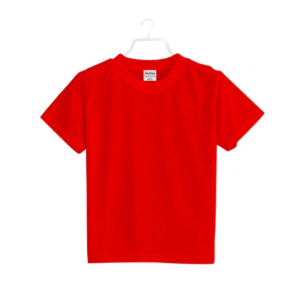 Generic Boys Cotton Plain Half Sleeve TShirt (Red)