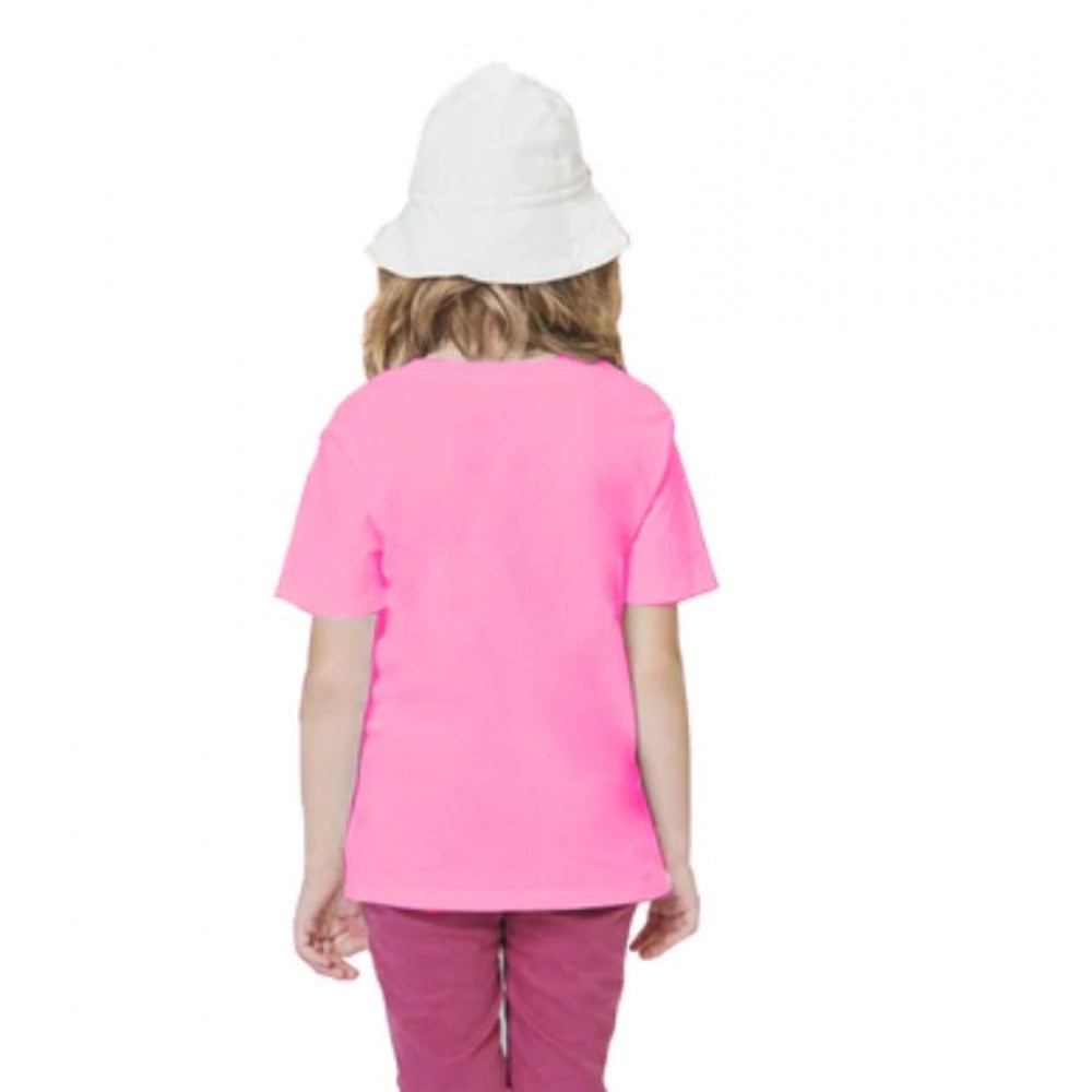 Generic Girls Cotton Baby Shark Half Sleeve TShirt (Pink)