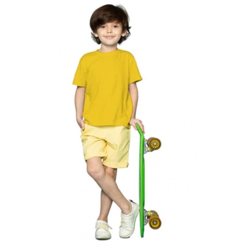Generic Boys Cotton Plain Half Sleeve TShirt (Yellow)