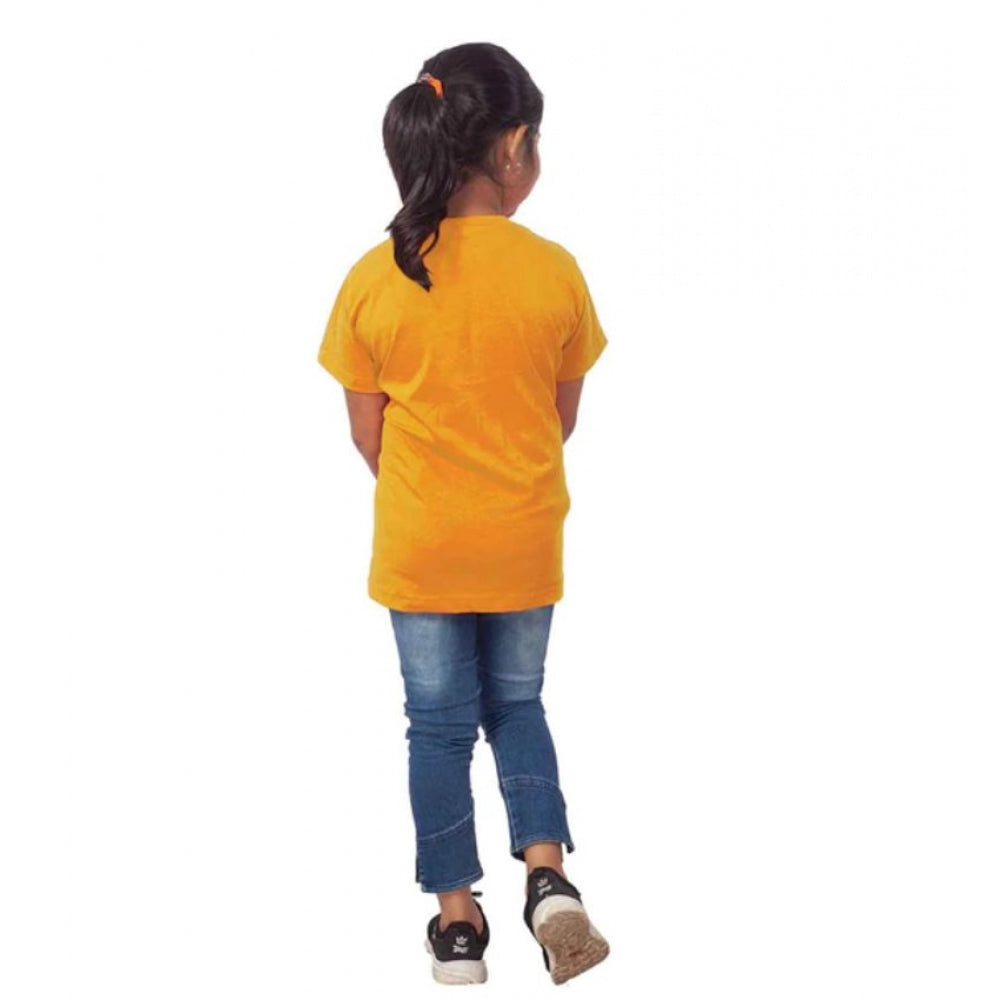 Generic Girls Cotton Snow Board Half Sleeve TShirt (Mustard)