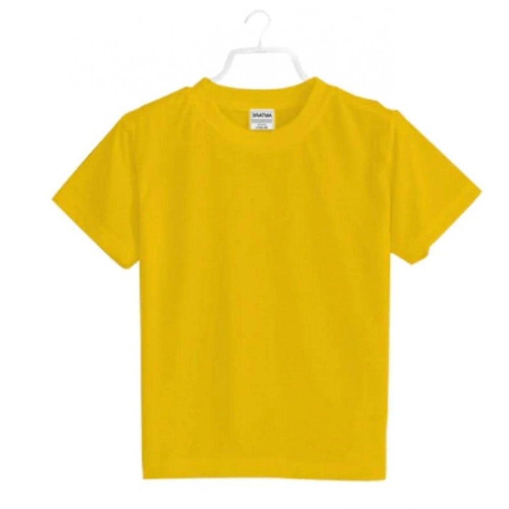 Generic Boys Cotton Plain Half Sleeve TShirt (Yellow)