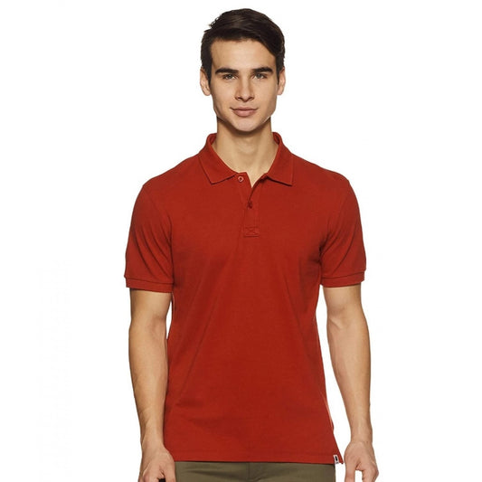 Generic Men's Half Sleeve Polo Collar Cotton T Shirt (Red)
