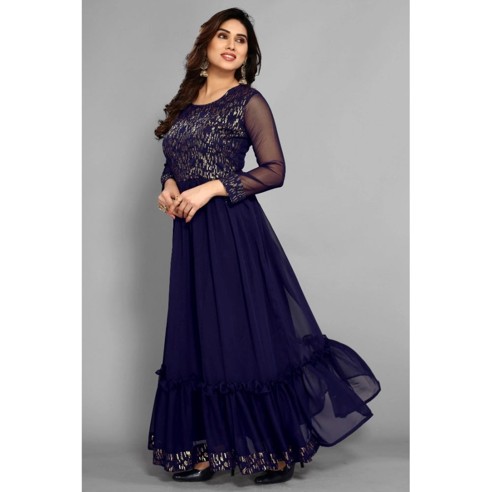 Generic Women's Sequence Work Georget Long Gown (Navy Blue)