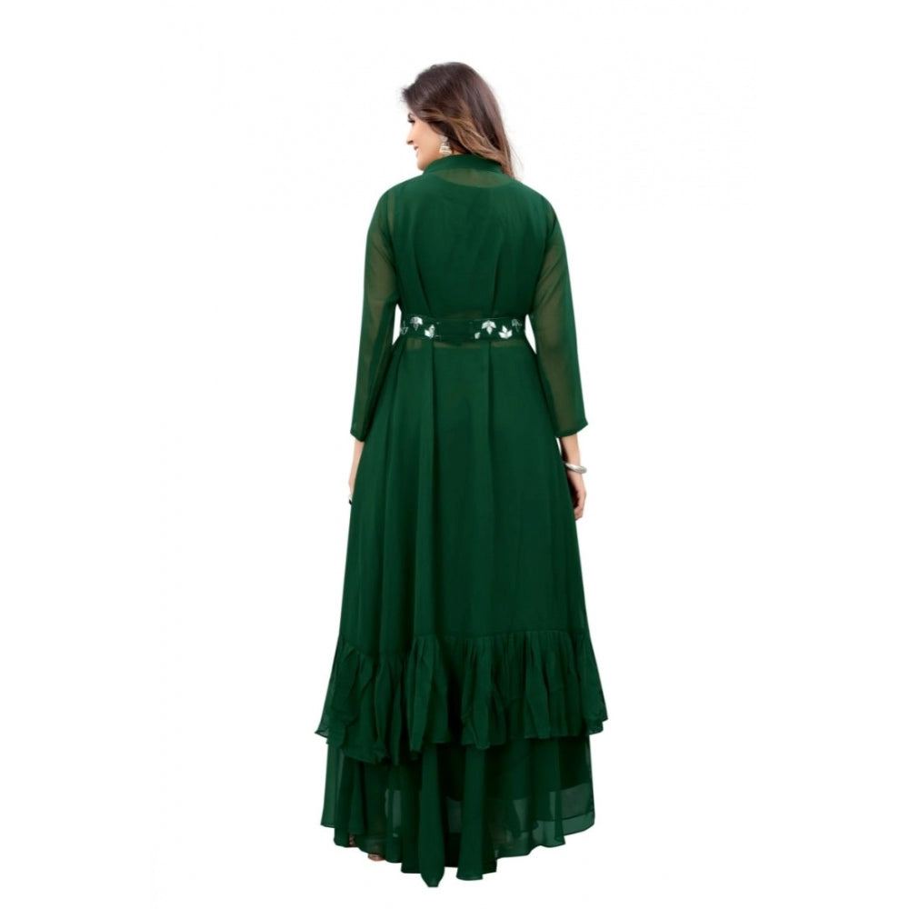 Generic Women's Embroidery Gotapatti Work Georget Long Gown (Green)