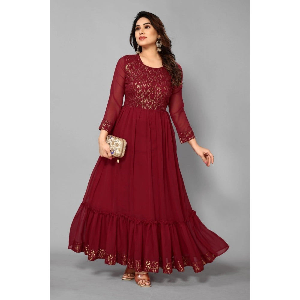Generic Women's Sequence Work Georget Long Gown (Maroon)