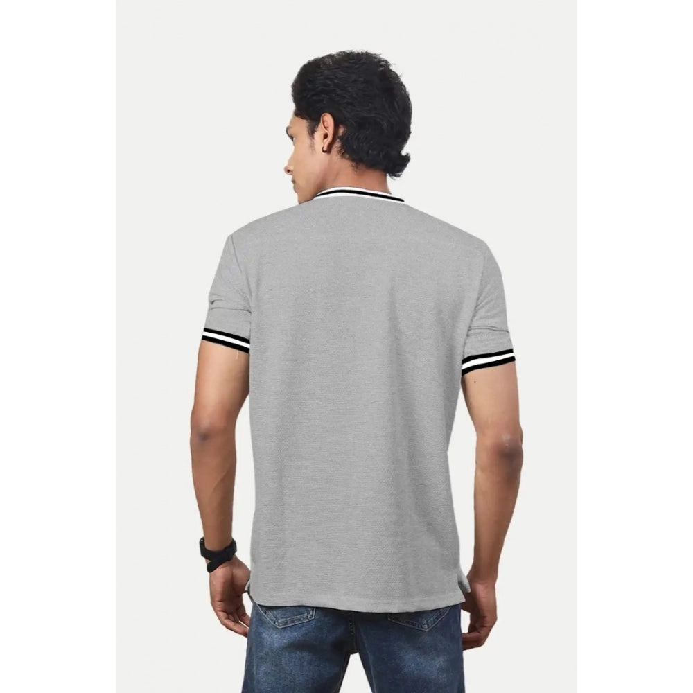 Generic Men's Casual Half sleeve Printed Cotton Crew Neck T-shirt (Grey Melange)