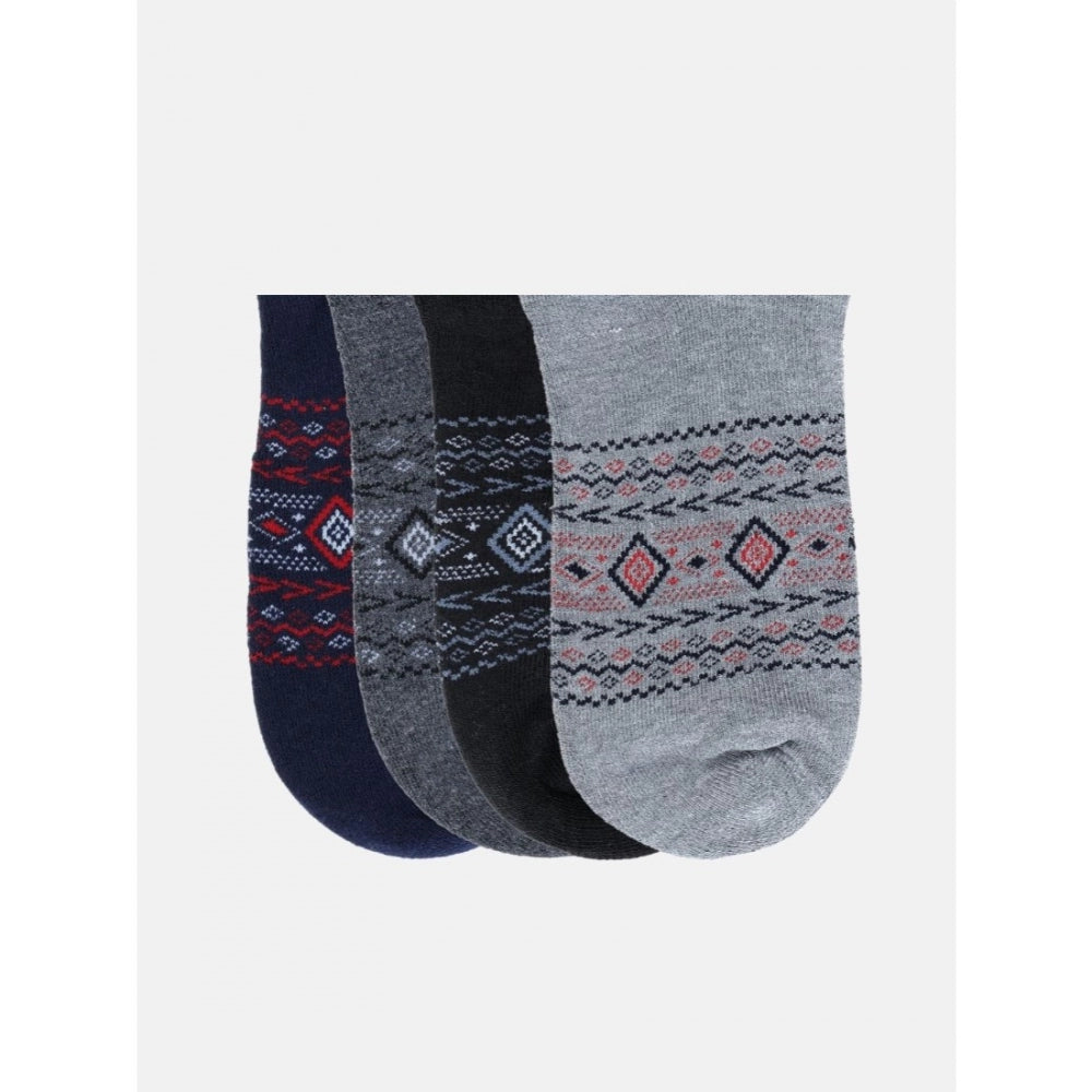 Generic 4 Pairs Men's Casual Cotton Blended Printed Mid-Calf length Socks (Assorted)