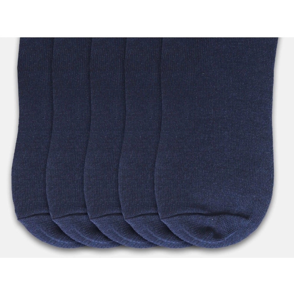 Generic 5 Pairs Unisex Casual Cotton Blended Solid Ankle length Socks (Navy)
