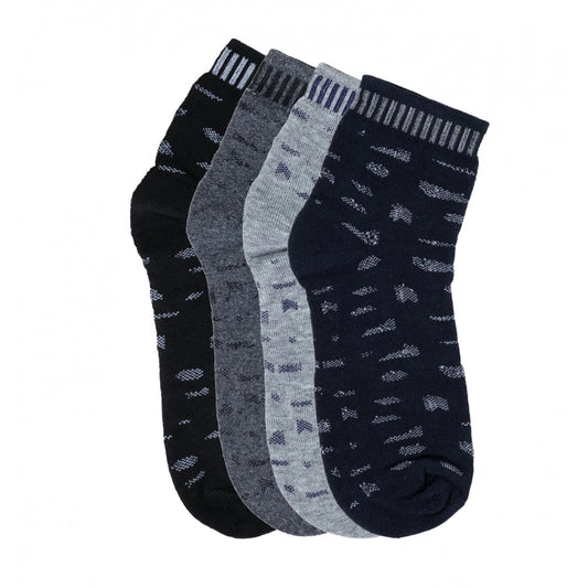 Generic 4 Pairs Men's Casual Cotton Blended Printed Mid-Calf length Socks (Assorted)