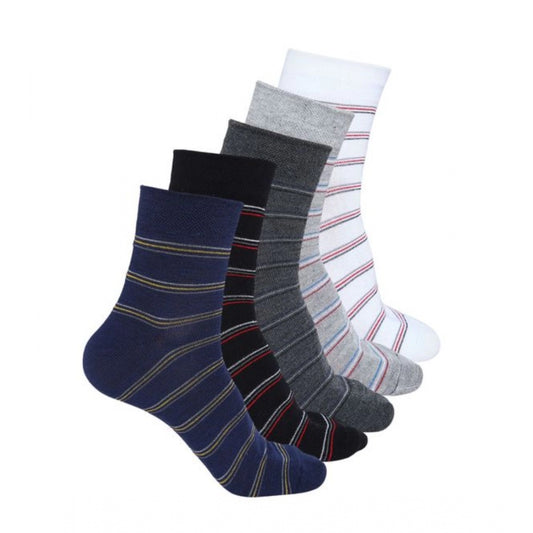 Generic 5 Pairs Men's Casual Cotton Blended Printed Mid-Calf length Socks (Assorted)