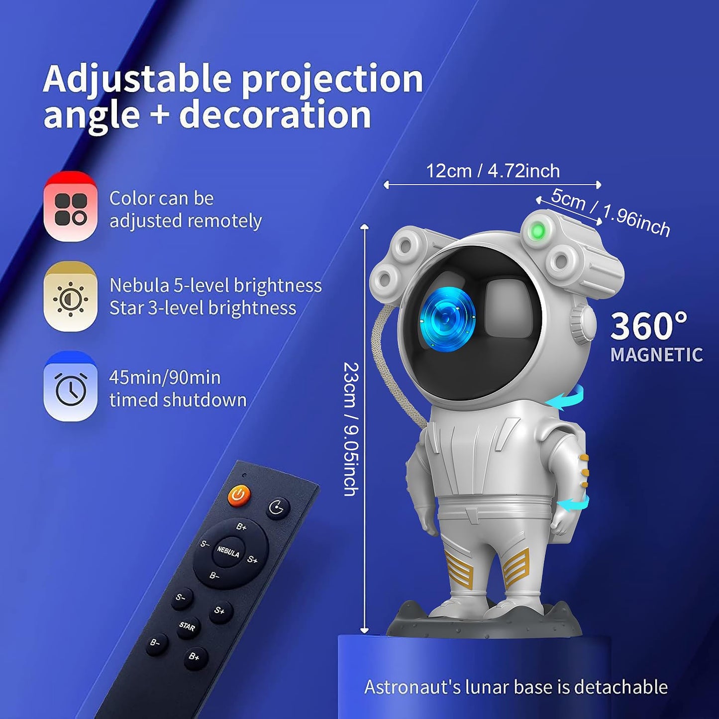 Dienmern Astronaut Galaxy Star Projector Night Light, Light Projector with Nebula,Timer&Remote Control,Ceiling Projector, Acrylonitrile Butadiene Styrene (ABS),LED,?Corded Electric, 5 Volts, ?White